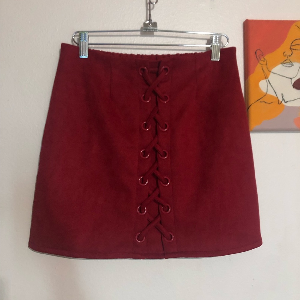 Red mini skirt